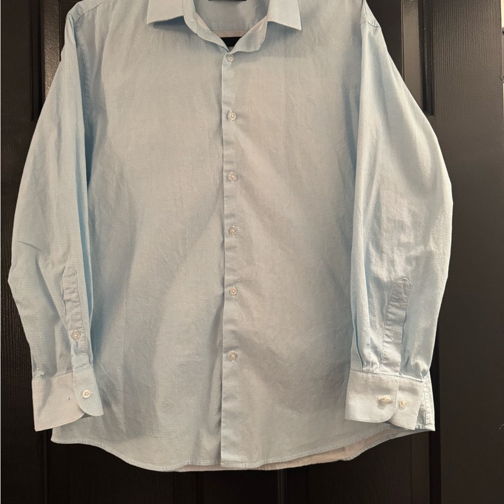 Jones New York Light Blue Dress Shirt Classic Cotton